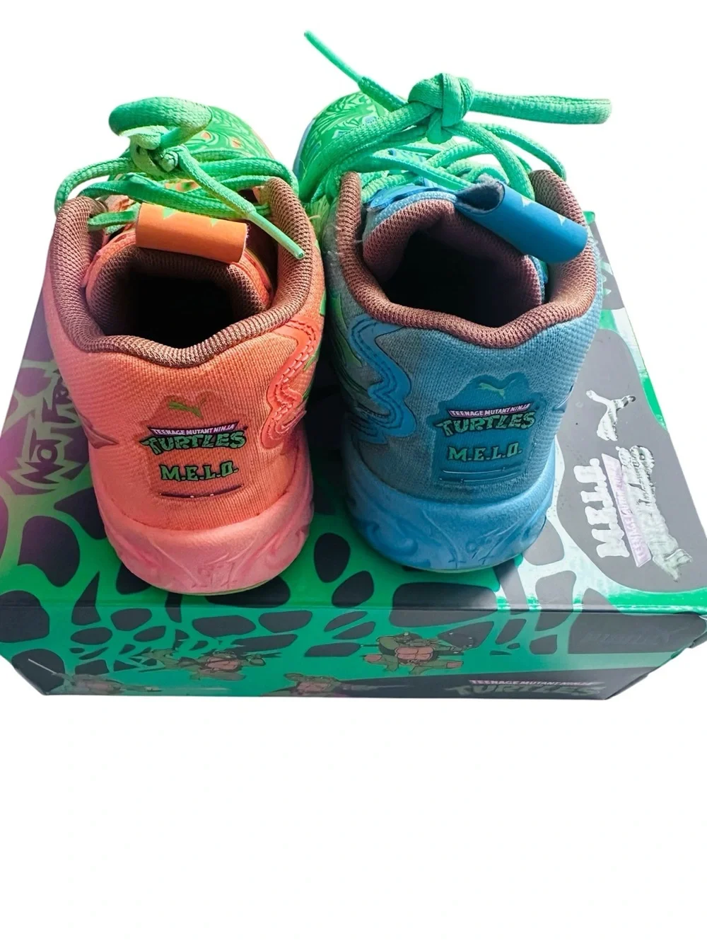 Puma x TMNT Kids' Melo Green Wave Basketball Shoes Size 1c